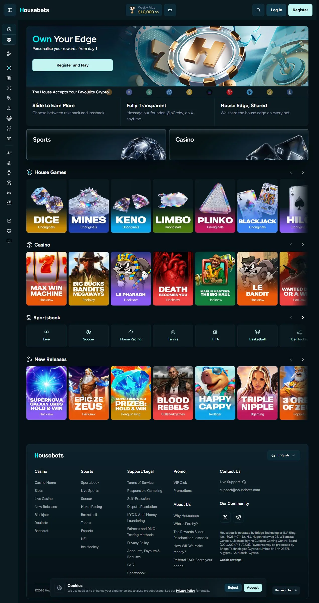 Housebets official casino lobby
